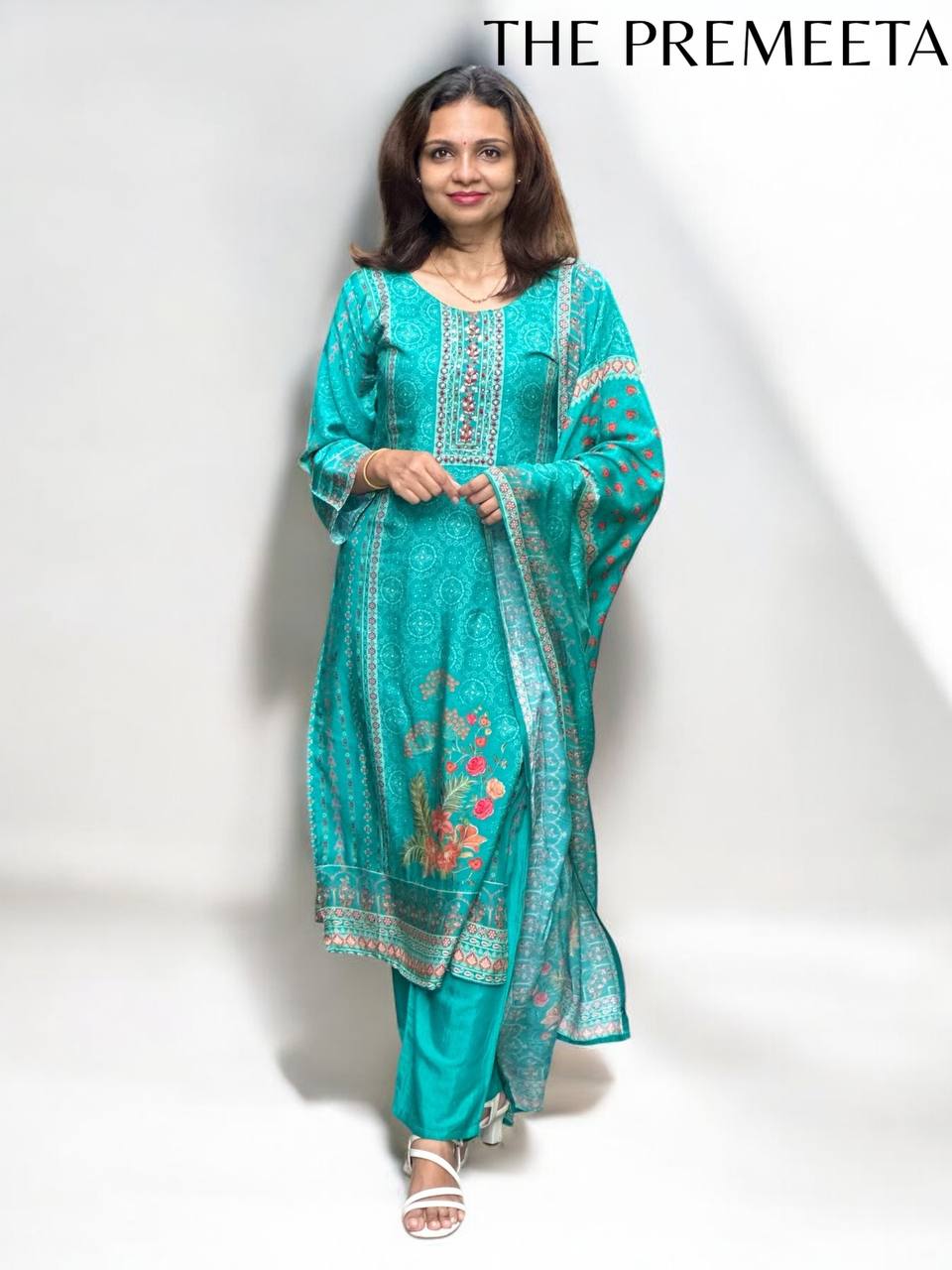 Aqua Blue Rajasthani Suit