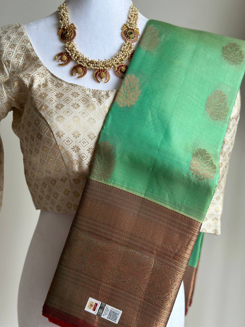 Pastel Green Zari Woven Kanchipuram Silk Saree