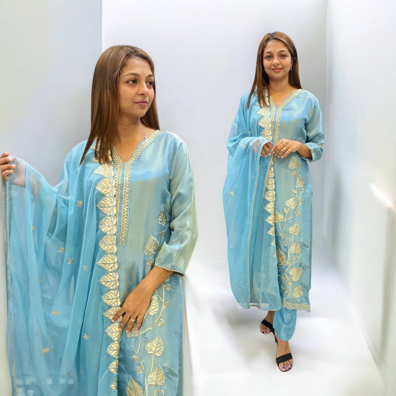 Baby Blue Shimmer Designer Suit