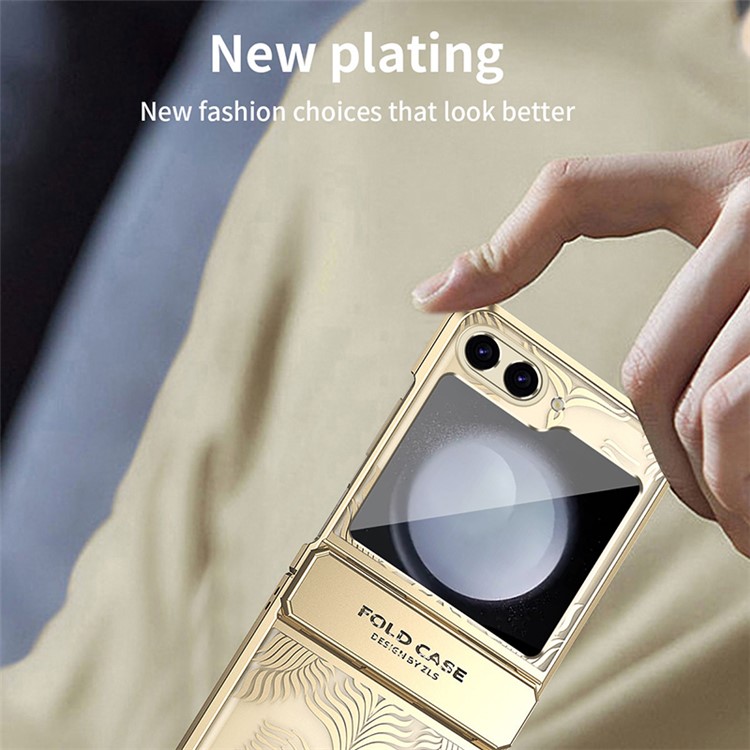 Para Samsung Galaxy Z Flip5 5G Case de Estuche Dise&ntilde;o de Marco de Ala Electroplacante de la Cubierta Del Tel&eacute;fono de la PC - Negro-6