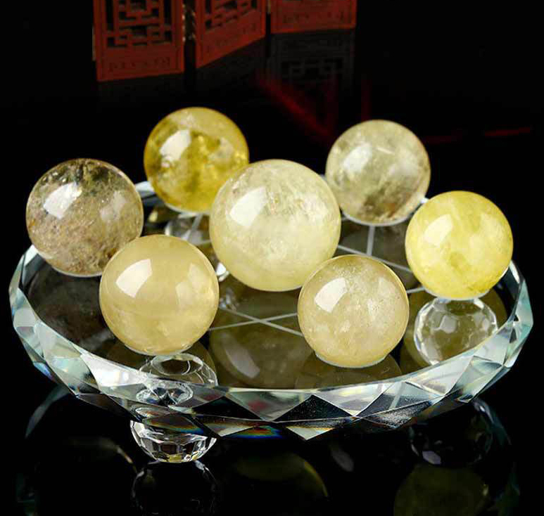Natural crystal feng shui Citrine seven star array plus decorative board base