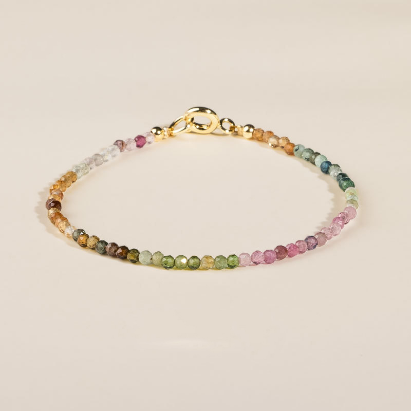 AuraHaven Ultra-fine 2mm rainbow tourmaline bracelet