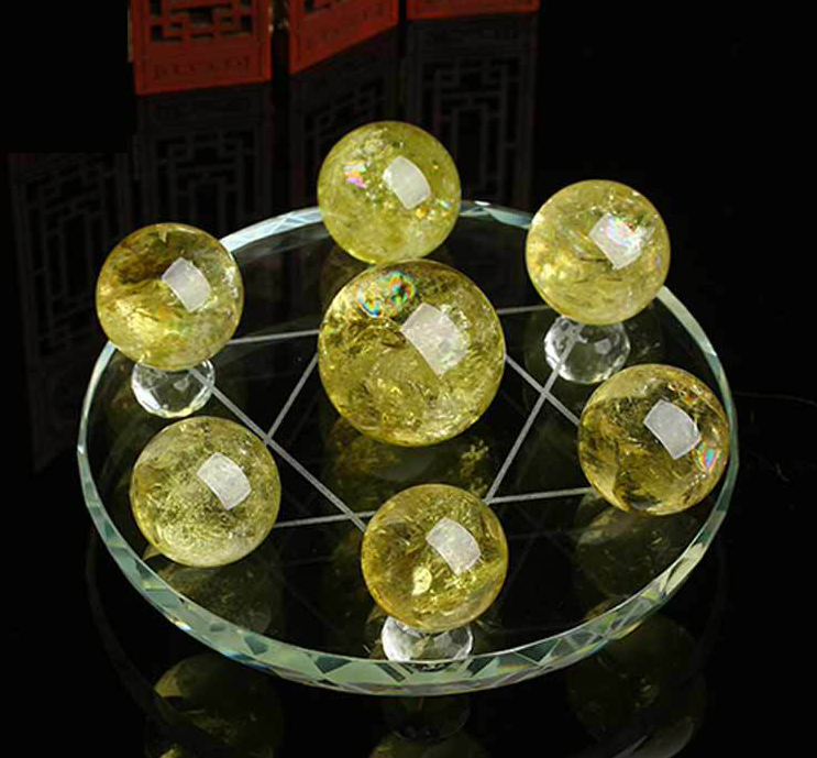 Natural crystal feng shui Citrine seven star array plus decorative board base