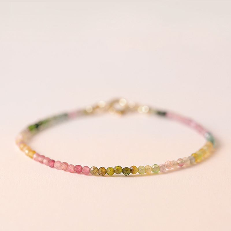AuraHaven Ultra-fine 2mm rainbow tourmaline bracelet