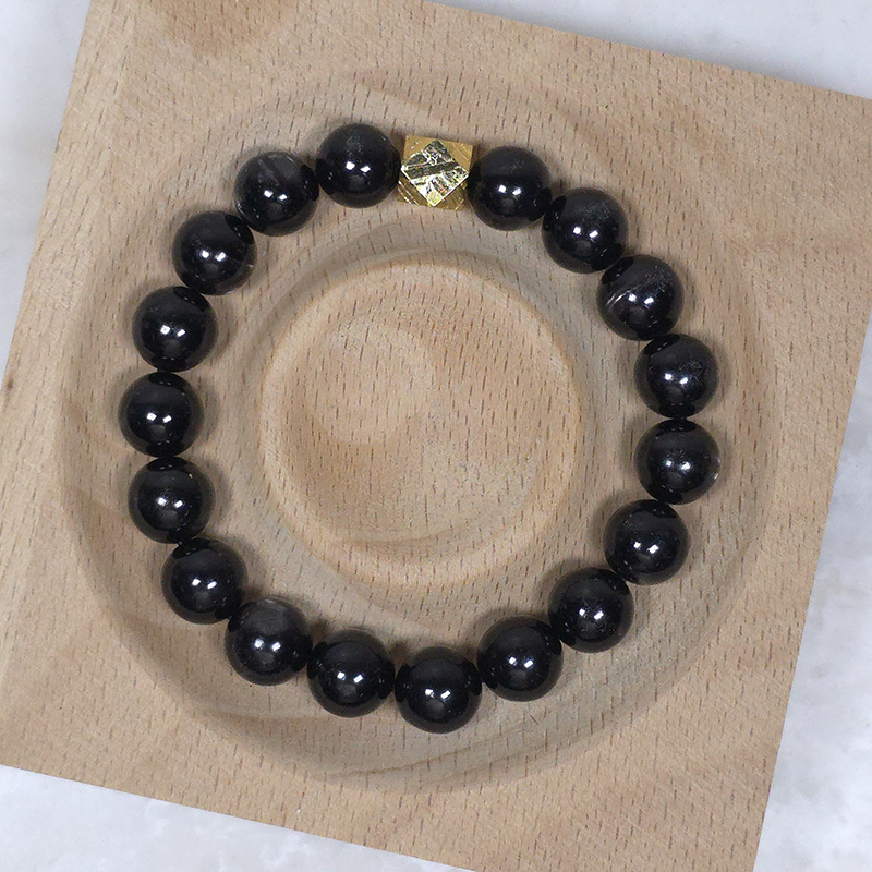 SG LOCAL - AURA HAVEN Natural Hypersthene with Meteorite Bracelet