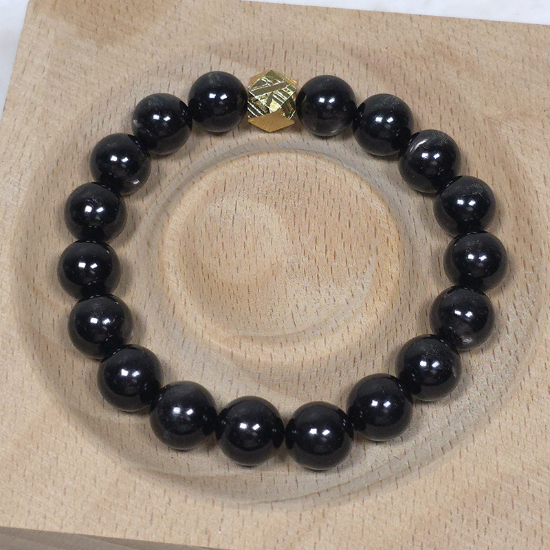 SG LOCAL - AURA HAVEN Natural Hypersthene with Meteorite Bracelet