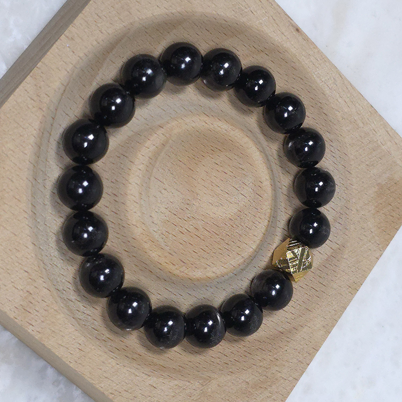 SG LOCAL - AURA HAVEN Natural Hypersthene with Meteorite Bracelet