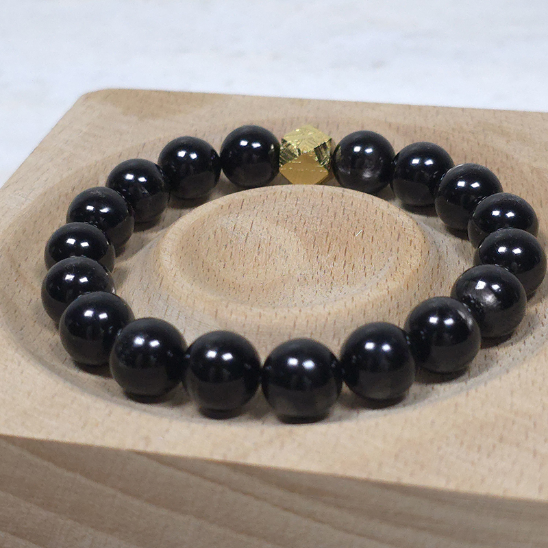 SG LOCAL - AURA HAVEN Natural Hypersthene with Meteorite Bracelet