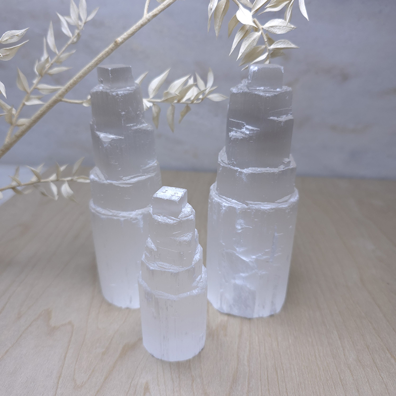 Aura Haven Natural Selenite Crystal Tower (Cleanse and Recharge Crystals)