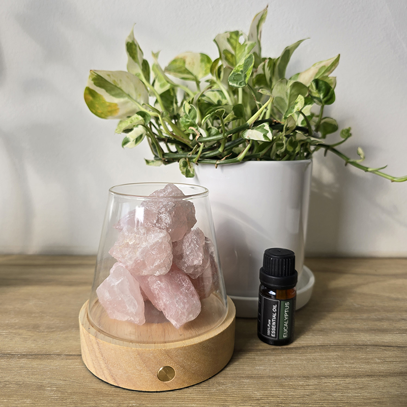 Aura Haven Natural Raw Crystal Diffuser with Wireless Touch Sensor LED Light Base Gift Set