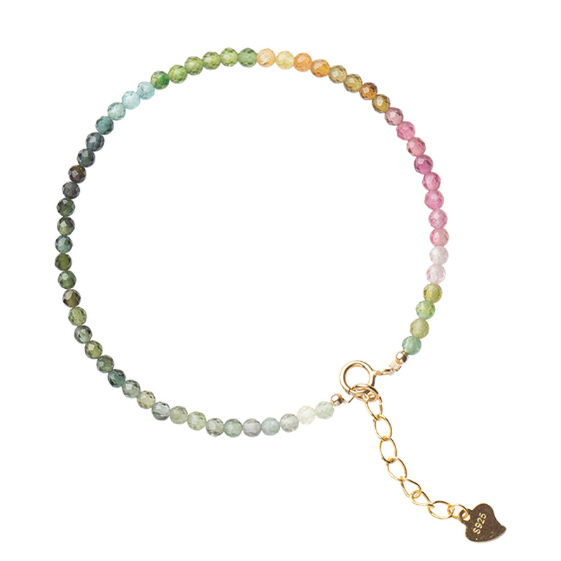 AuraHaven Ultra-fine 2mm rainbow tourmaline bracelet