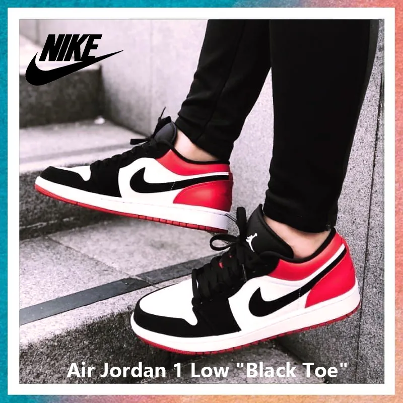 Air Jordan 1 Low OG "Black Toe" スニーカーWhite/Black-Varsity Red 