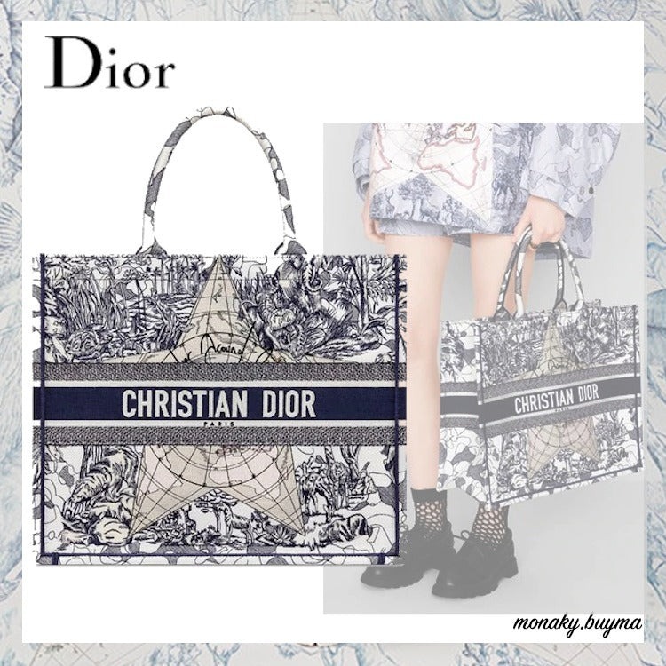 セレブ芸能人御用達・国内発* BOOK TOTE DIOR AROUND THE WORLD バッグ