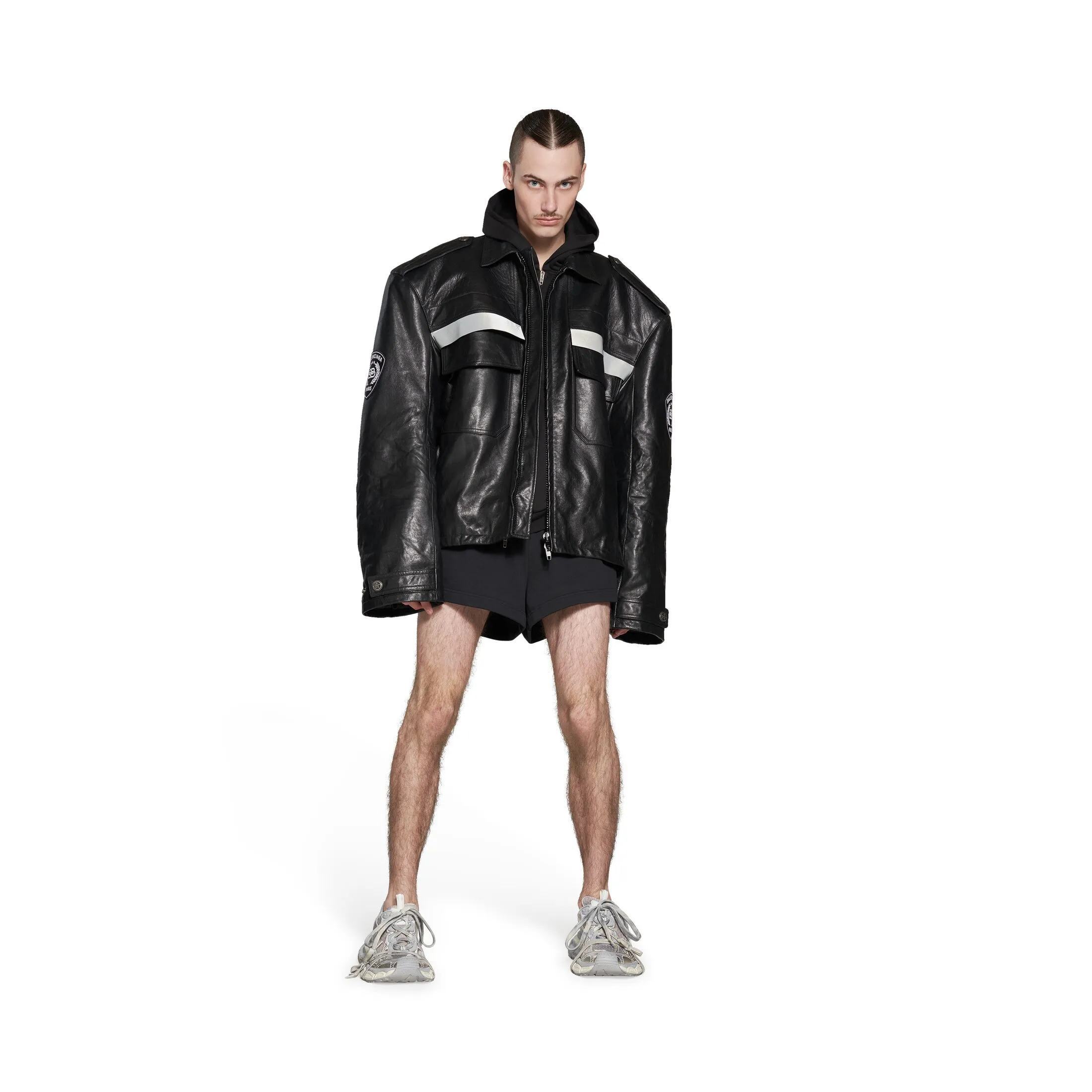 ★BALENCIAGA★ブラックとホワイトのメッシュ & ポリウレタン製 3XL トレーナーは★直営店★