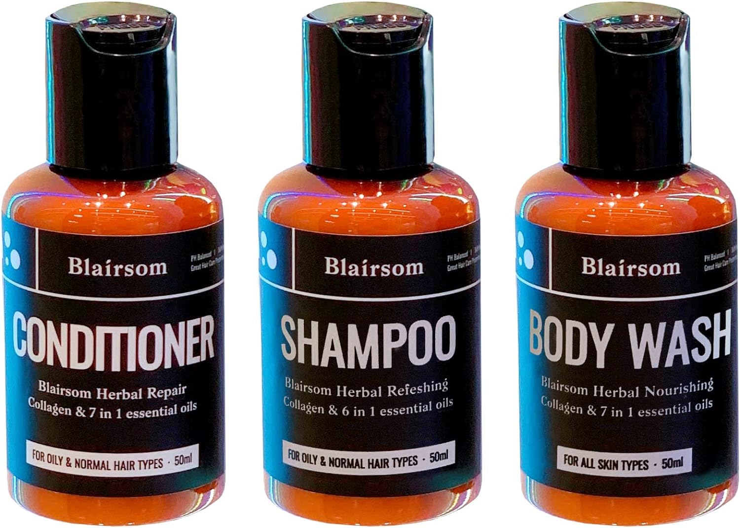 Blairsom Travel Kit – Luxury Herbal Shampoo, Herbal Conditioner & Calming Herbal Body Wash (50ml × 3)