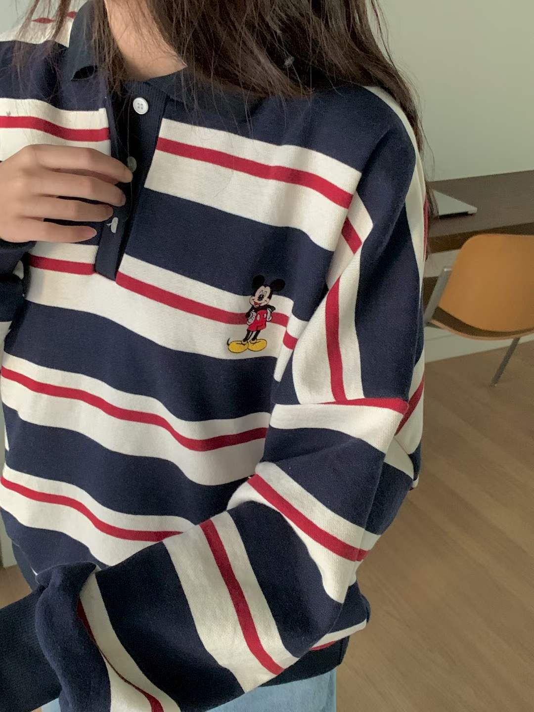 DRU MICKEY STRIPE POLO TOP