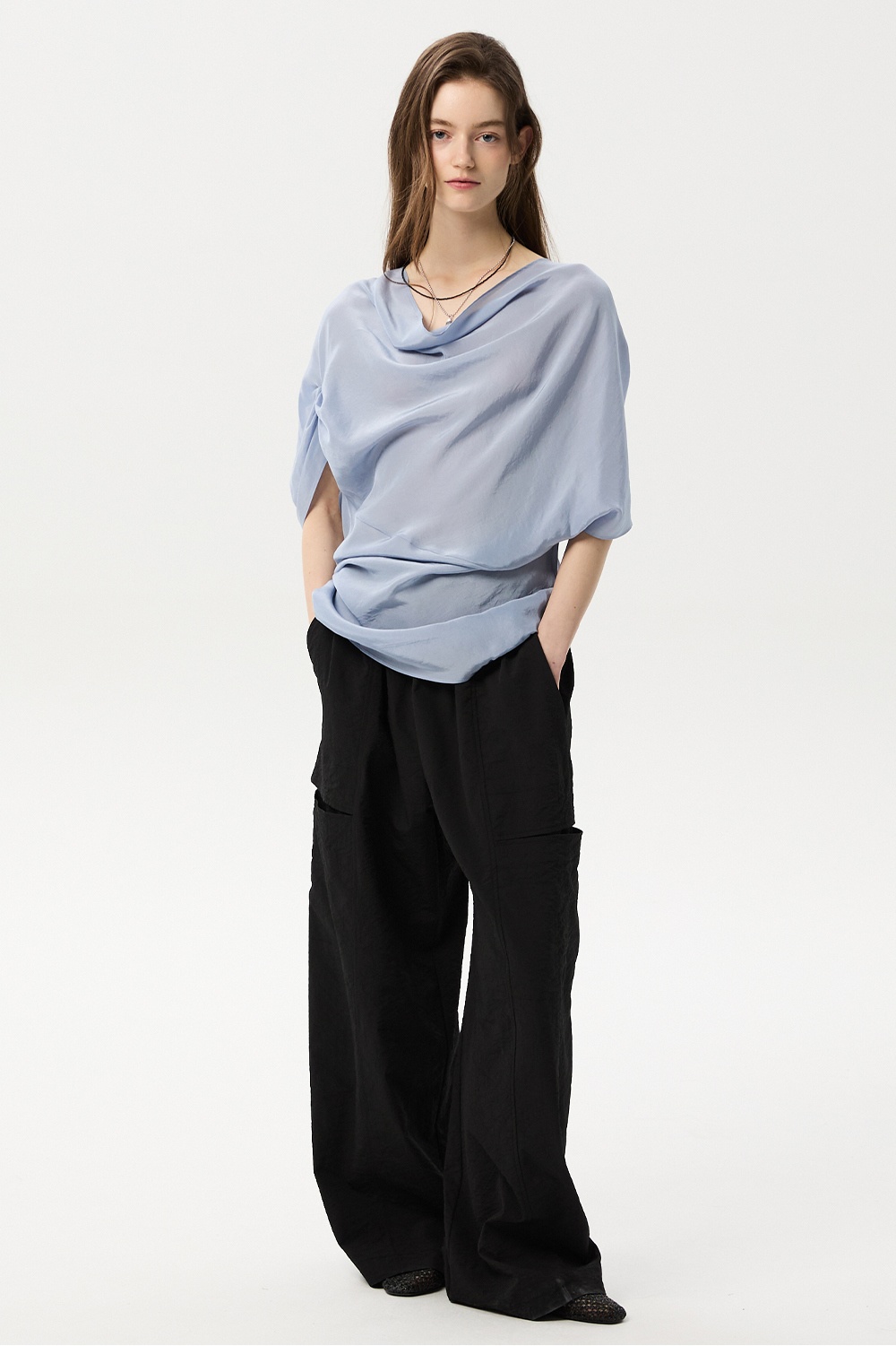 ML17 / CUT LINE WIDE BANDING PANTS