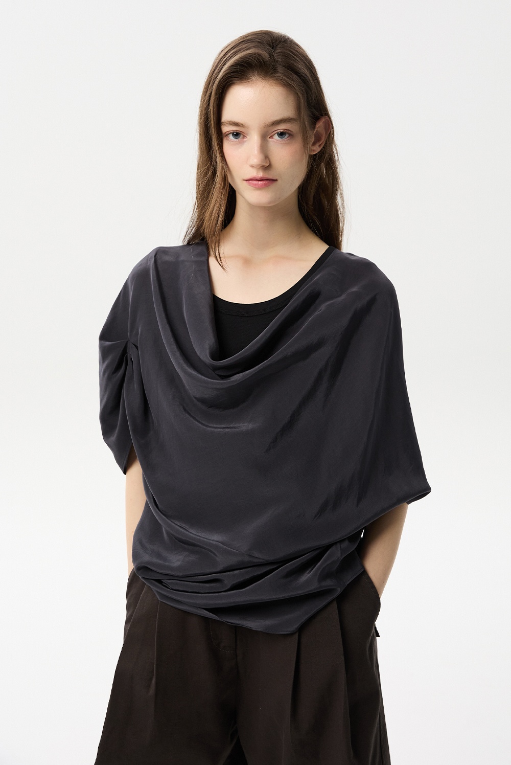 ML09 / UNBALANCED DRAPE SHIRTS