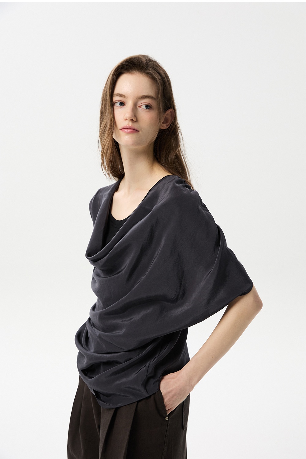 ML09 / UNBALANCED DRAPE SHIRTS