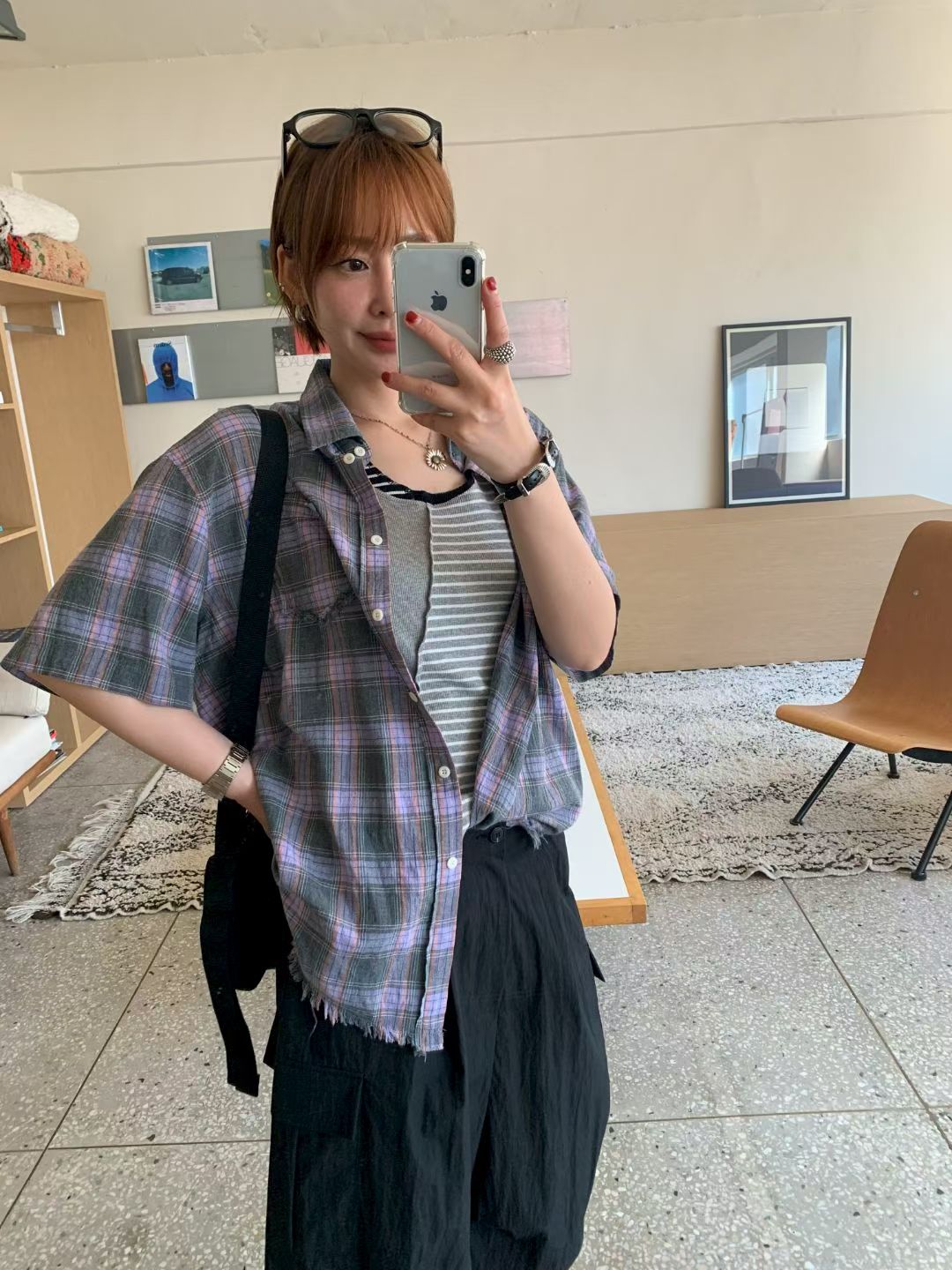 KS18/BUTTON DOWN CHECKERED SHIRT 