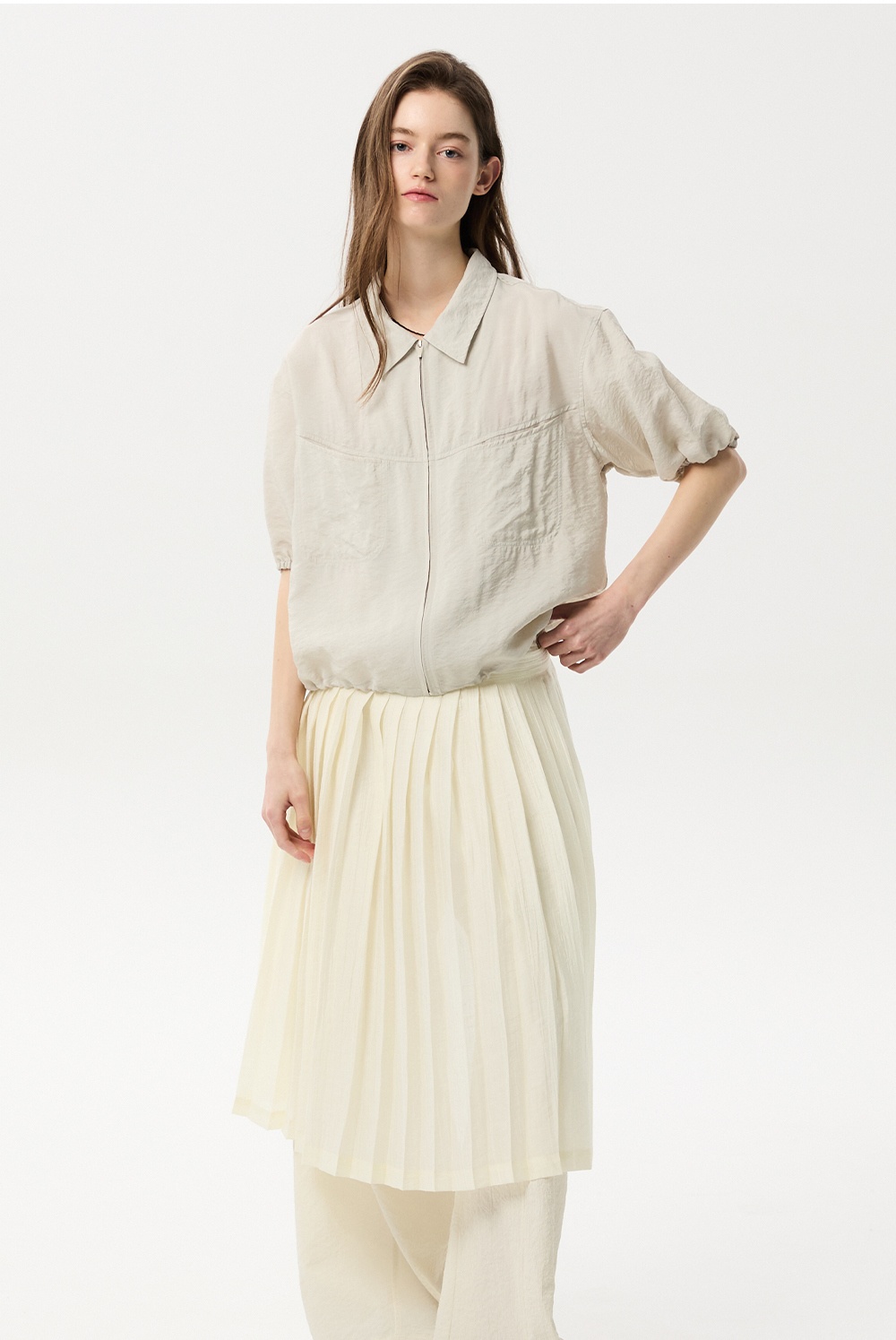 ML21 / PLEATS LAYERED SKIRT