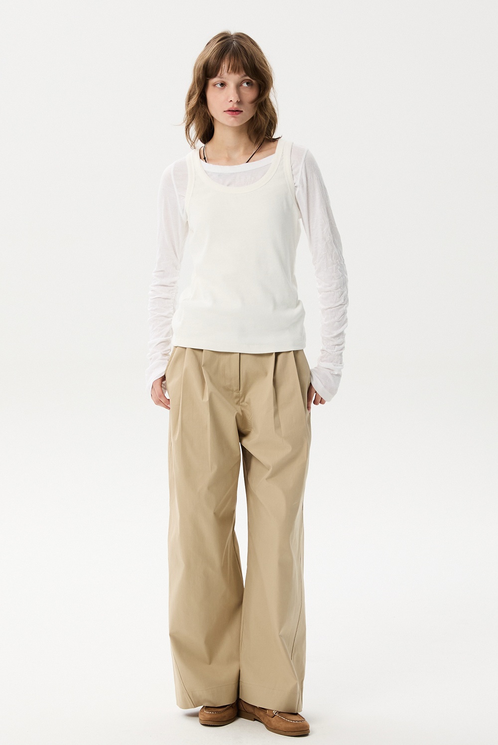 ML18 / CURVED WIDE PANTS