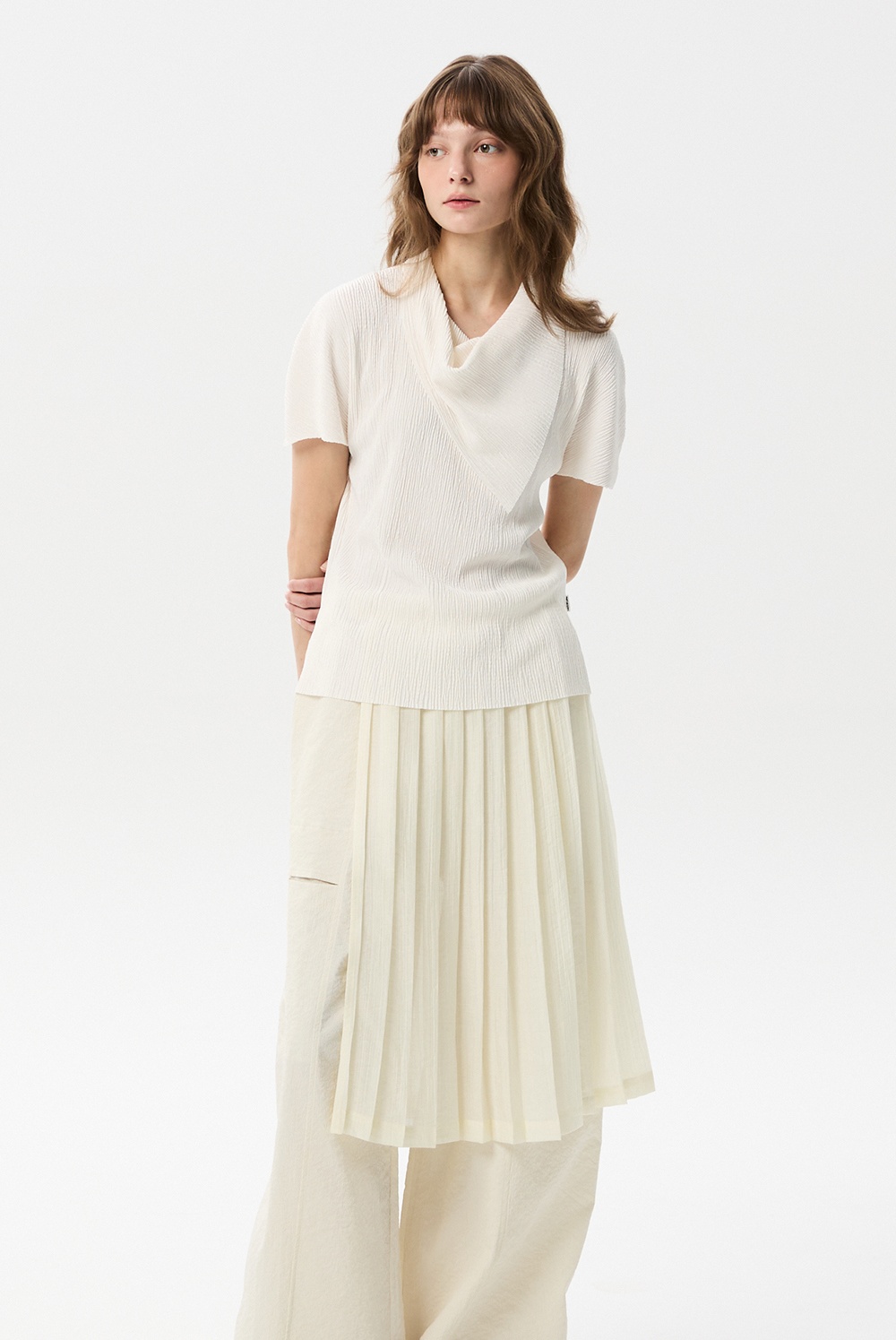 ML21 / PLEATS LAYERED SKIRT