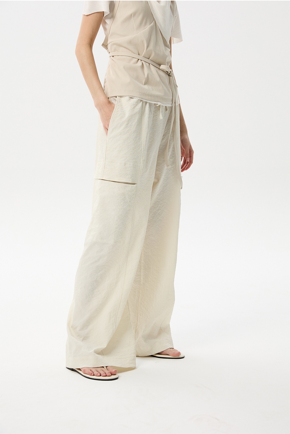 ML17 / CUT LINE WIDE BANDING PANTS