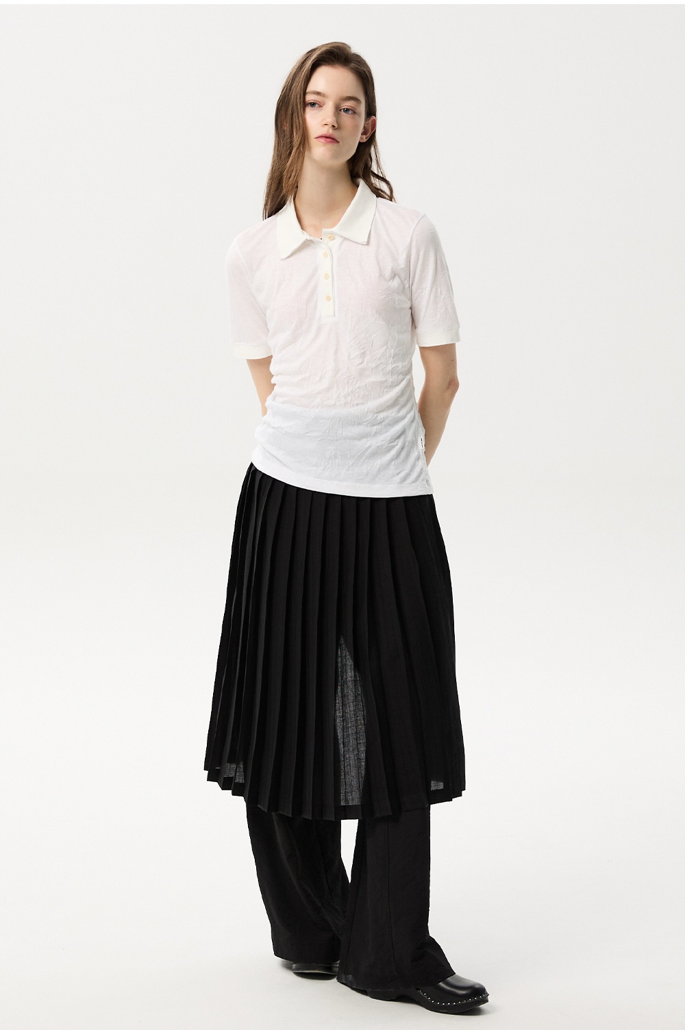 ML21 / PLEATS LAYERED SKIRT
