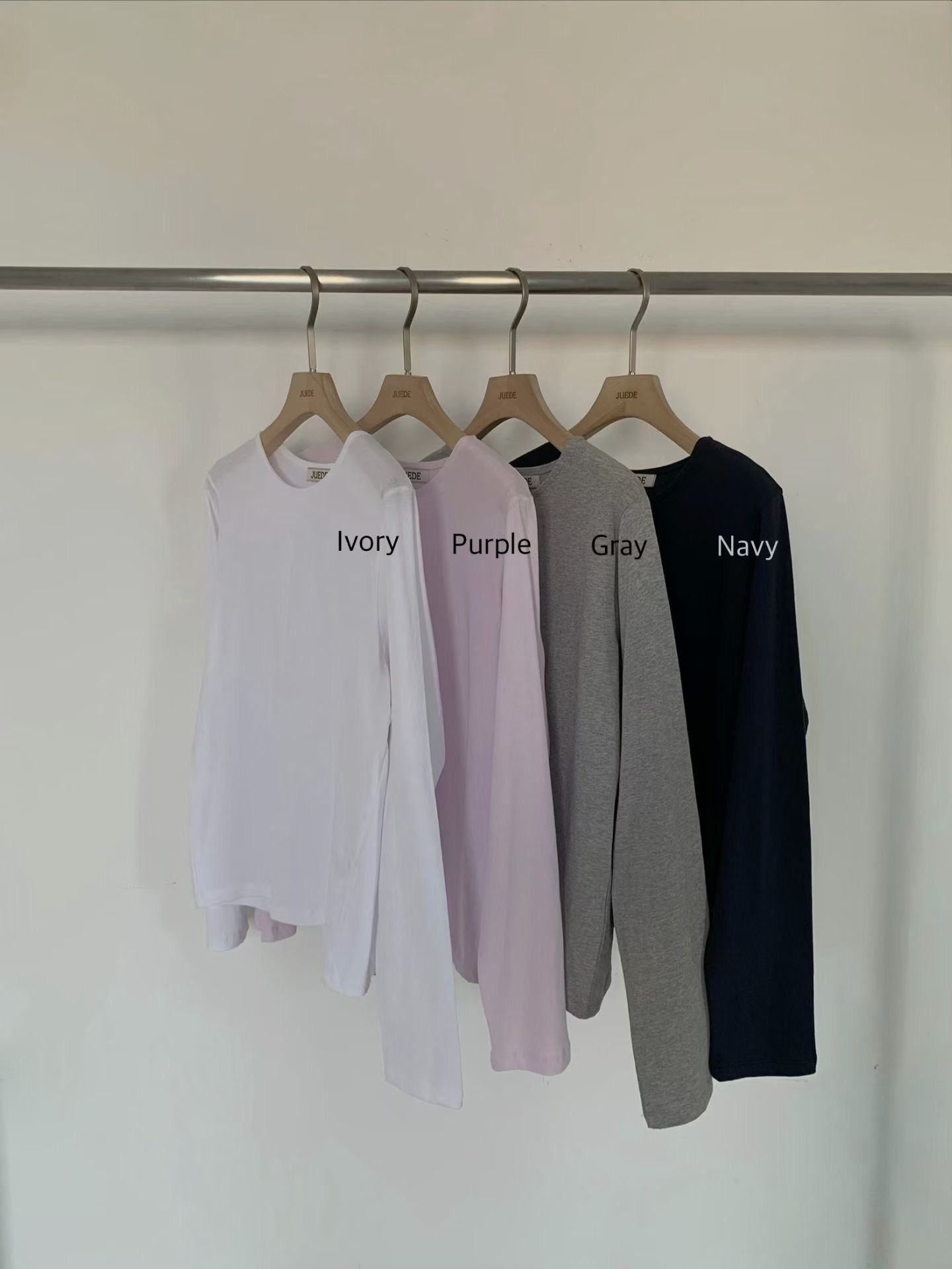 JU18 / ROUND NECKLINE COTTON LONG SLEEVES TOP