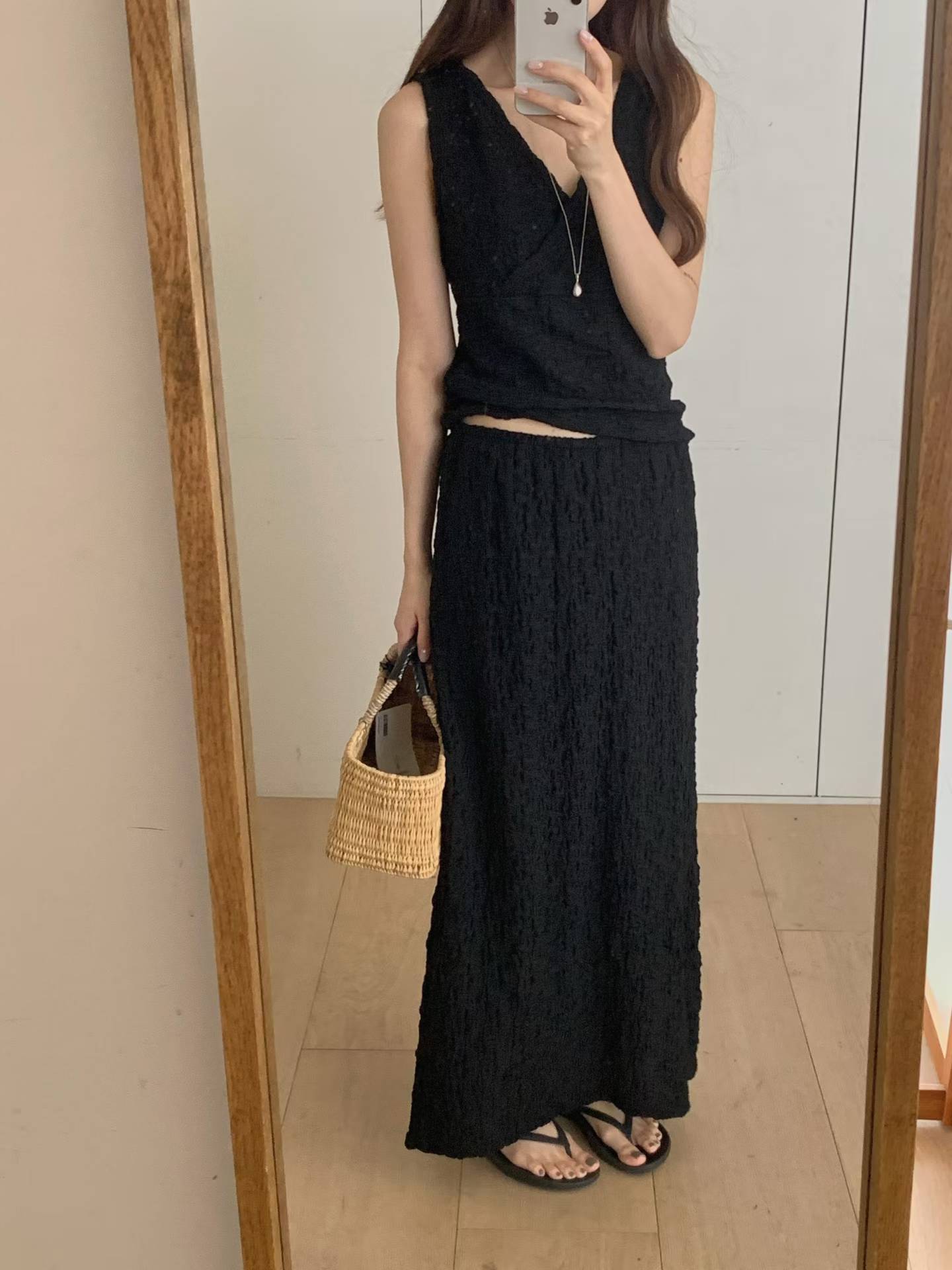 FINLEE TEXTURED BANDING MAXI SKIRT