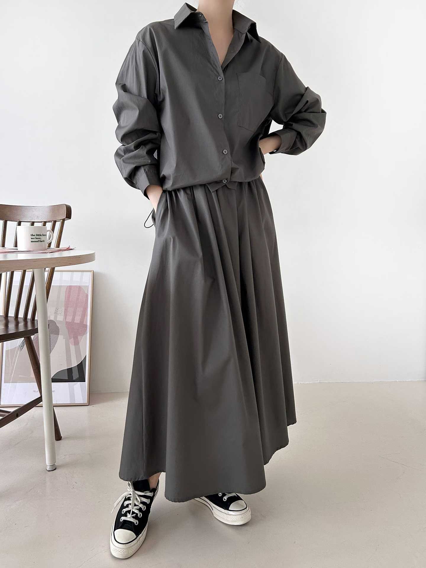 ELLIE TOGGLE HEM POCKET SHIRT/SKIRT SET