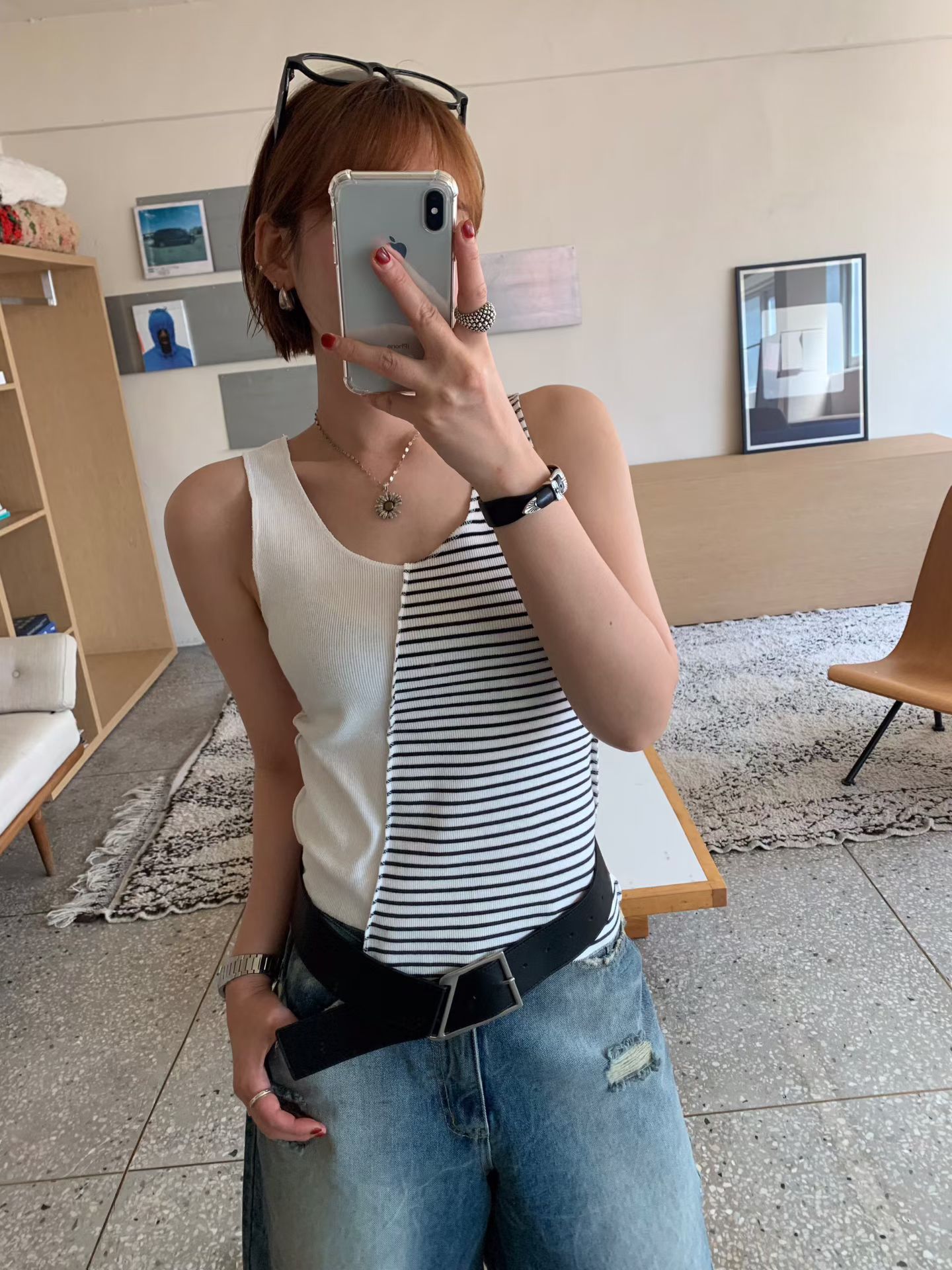 KS19/2-TONE  STRIPE TANK TOP