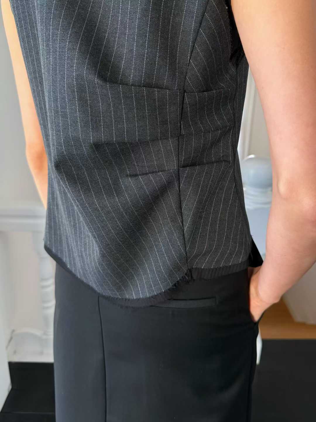 ELIZA RAW EDGE PINSTRIPE VEST