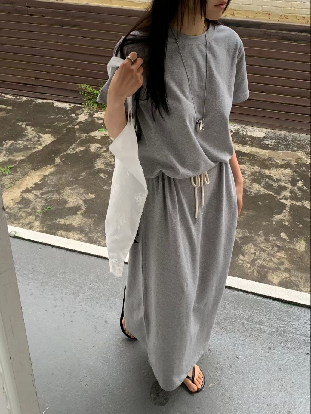 090426/DRAWSTRING WAIST TEE-SHIRT DRESS 