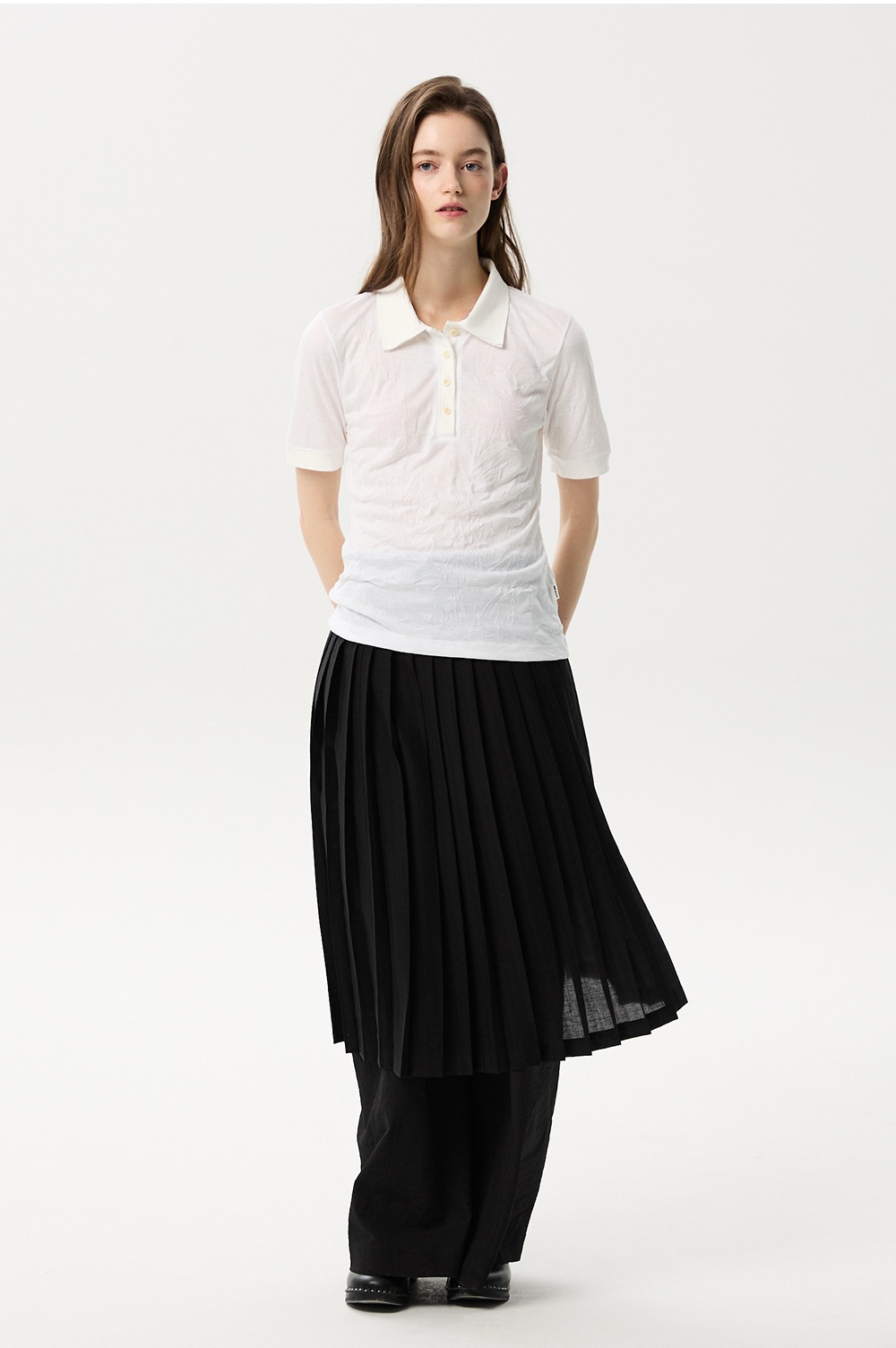ML21 / PLEATS LAYERED SKIRT