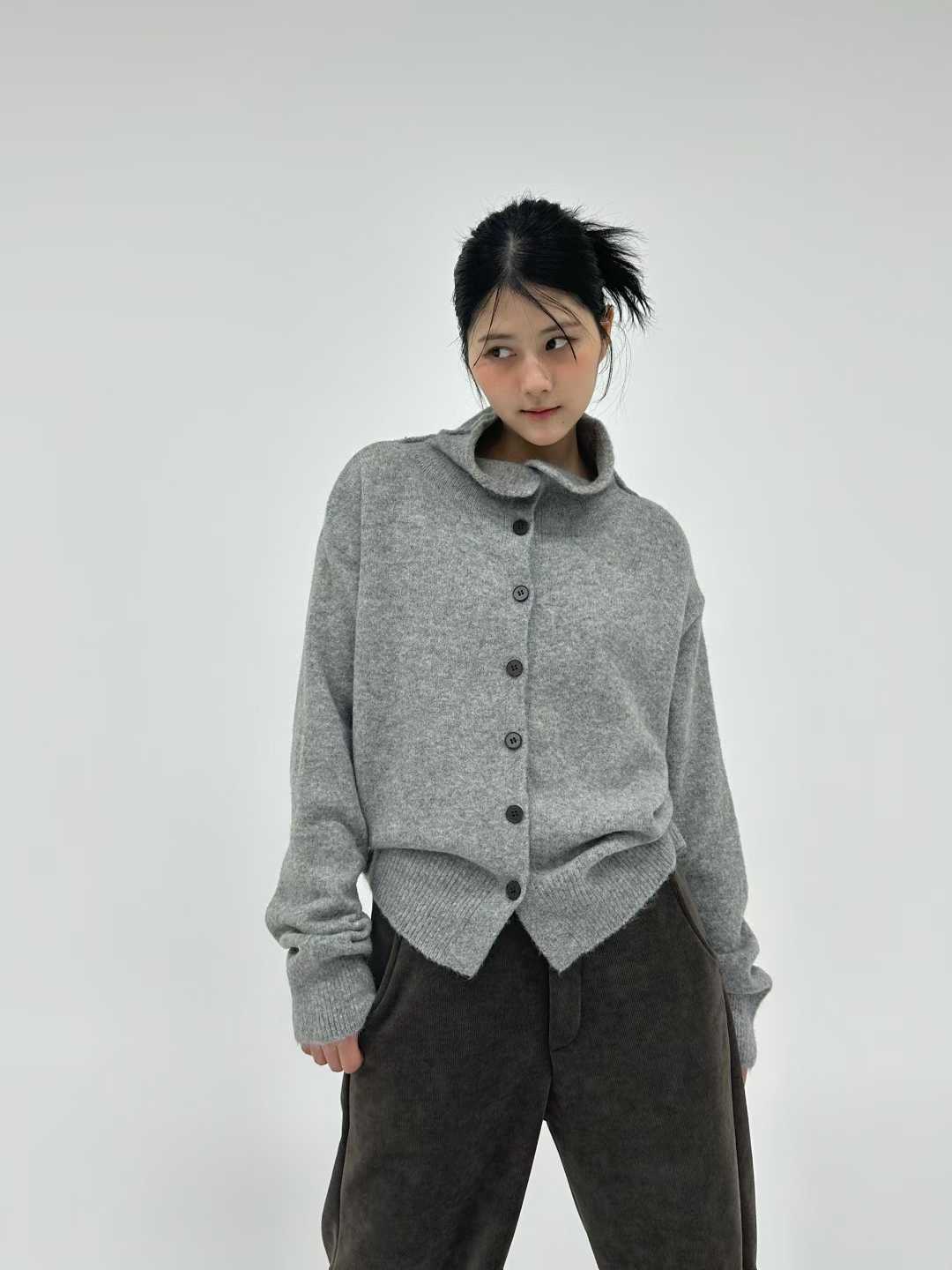 DOVA SLOUCHY HIGH COLLAR CARDIGAN