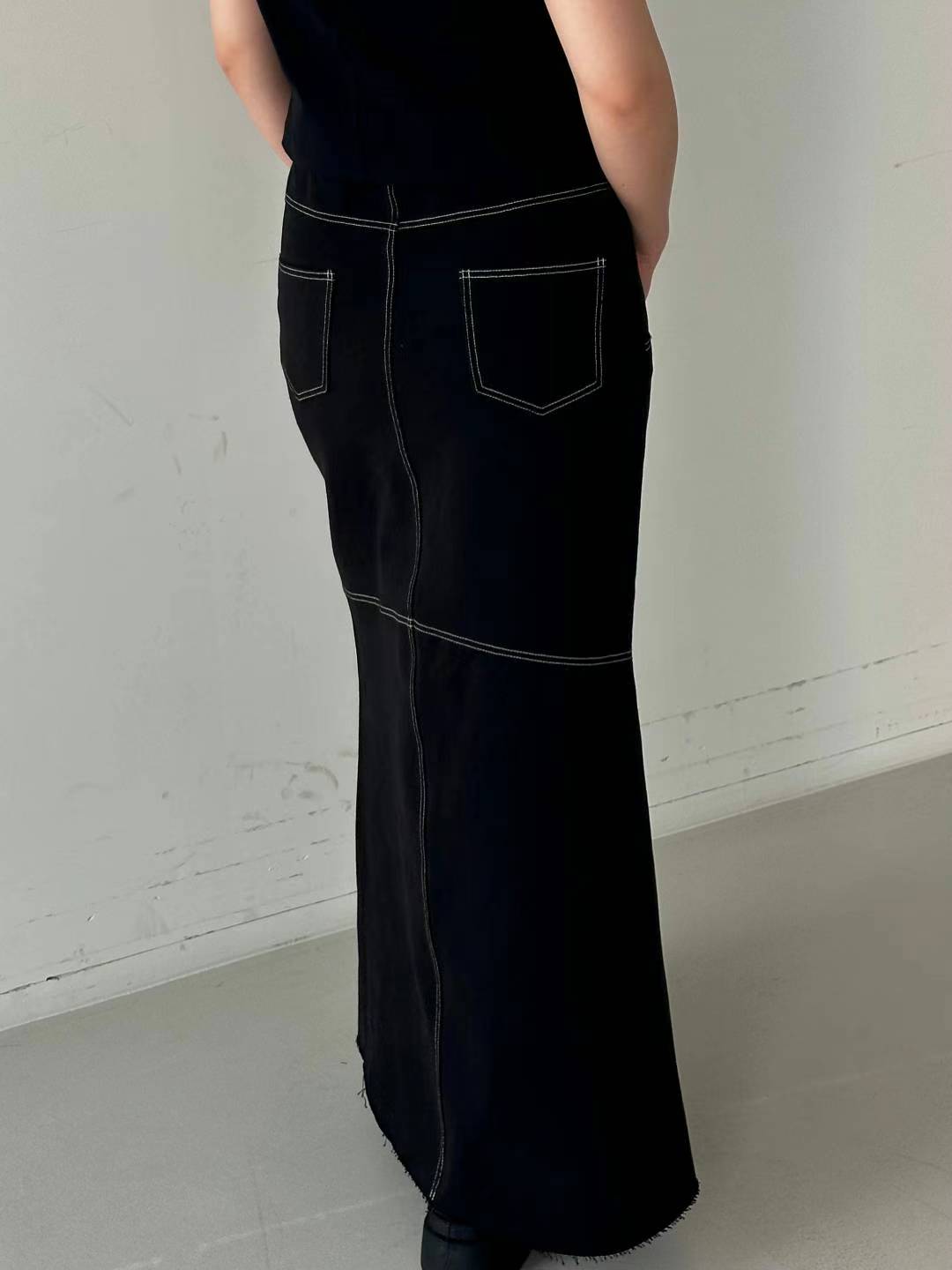 Bionda panel denim maxi skirt