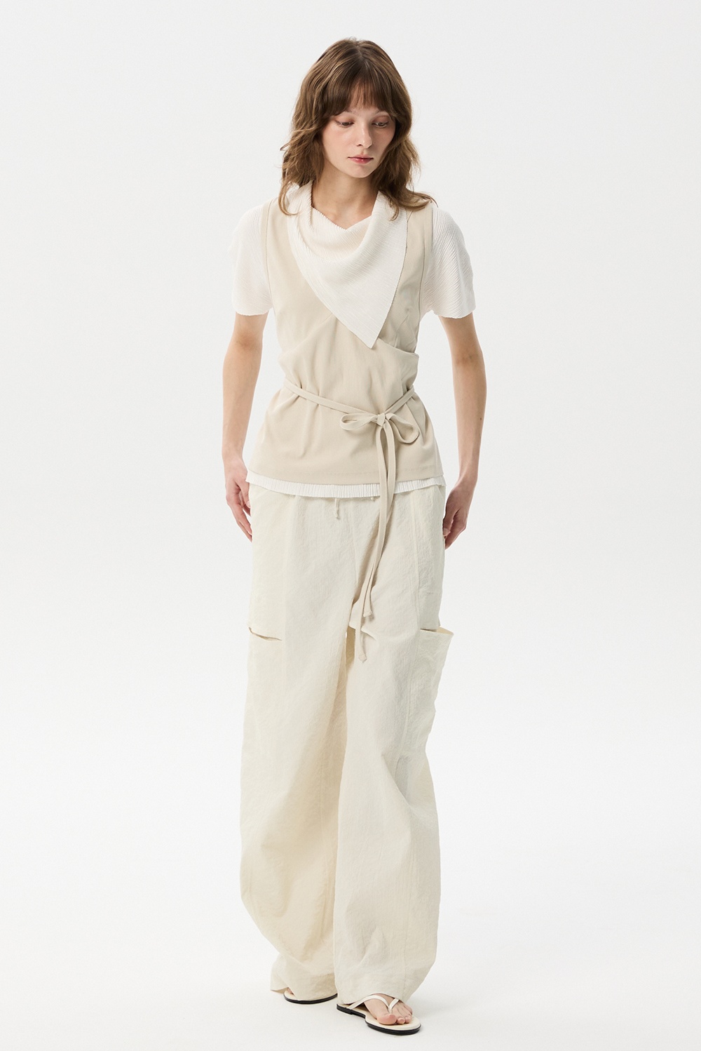 ML17 / CUT LINE WIDE BANDING PANTS