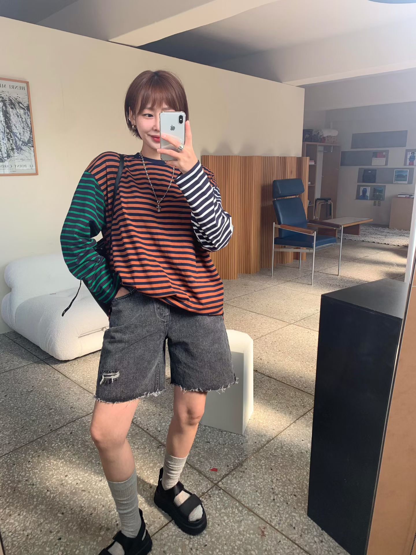 KL17 / COLOR-BLOCK 3 TONE STRIPE TEE