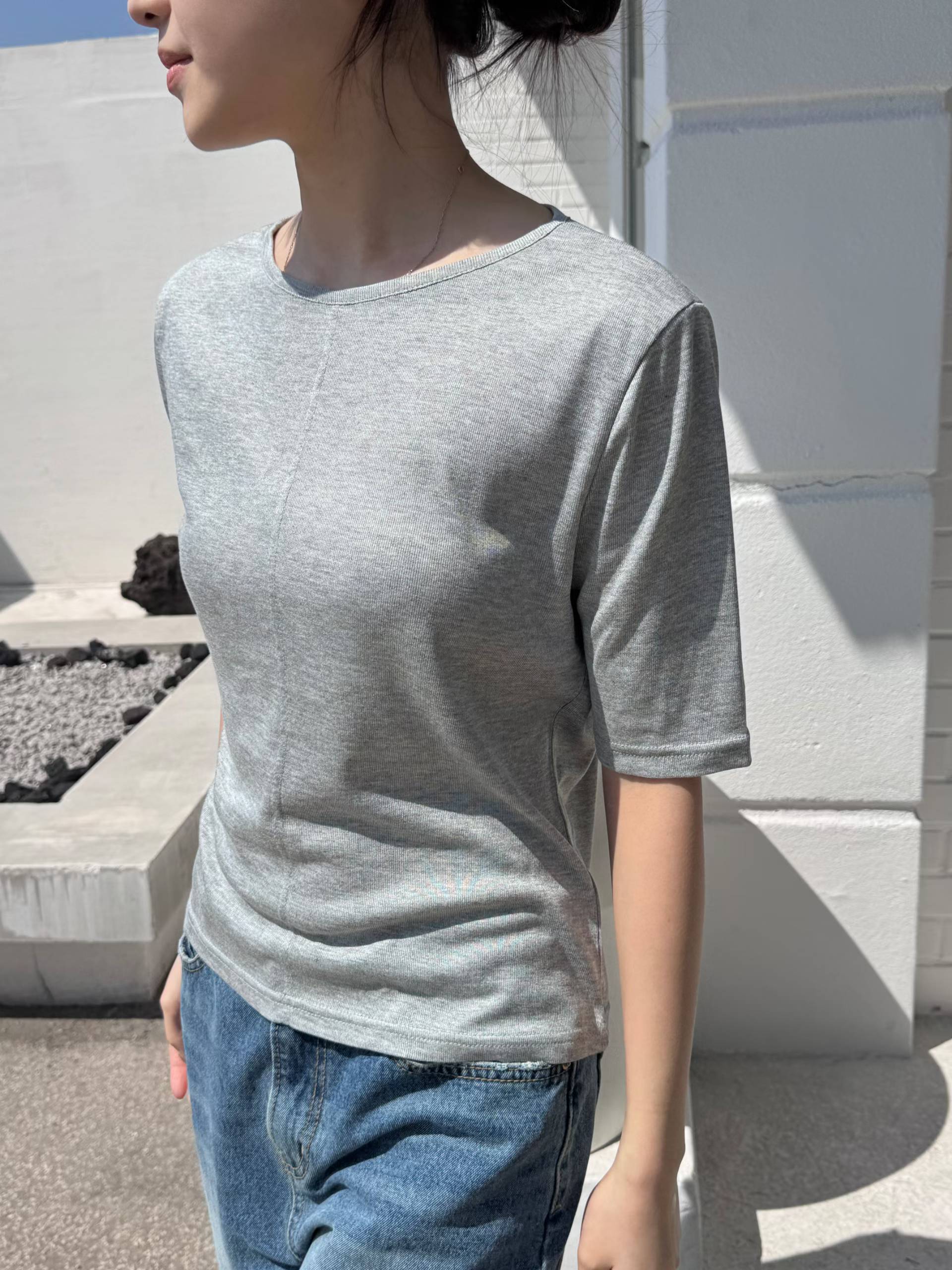 ERIKA 3/4 SLEEVES RIBBED TEE