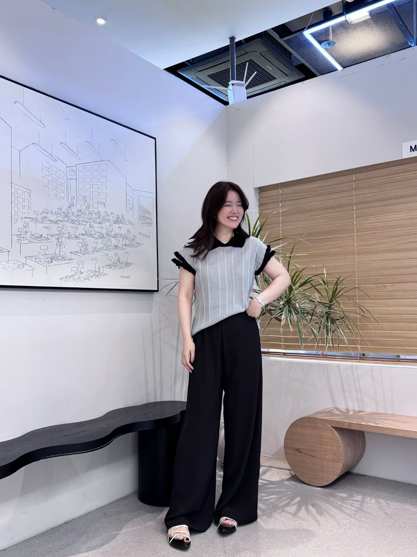 KF44 / ELASTIC WAISTBAND STRAIGHT TROUSERS