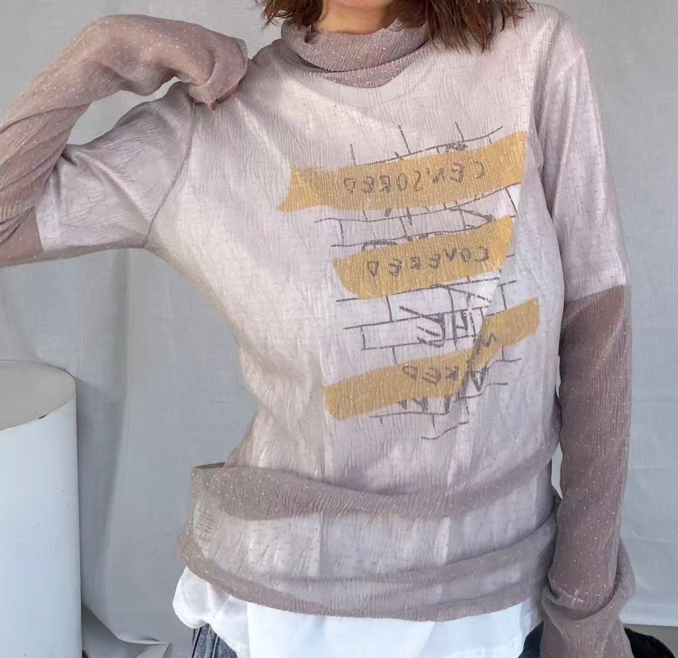 PT24 / HIGH NECK LAYERING MESH TOP