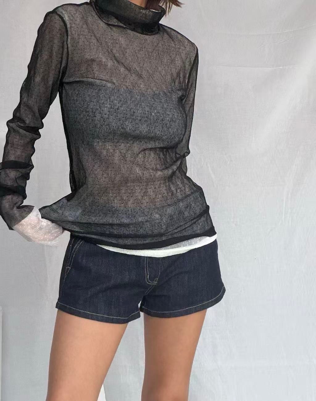 PT24 / HIGH NECK LAYERING MESH TOP
