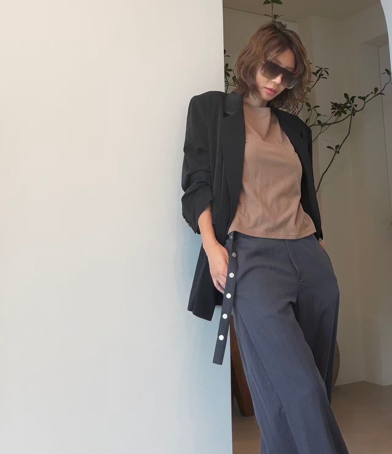 PT27 / BELTED STRAIGHT LEG TROUSERS