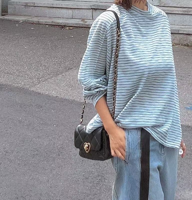 PT28 / LOOSE FIT LONG SLEEVES STRIPE TEE