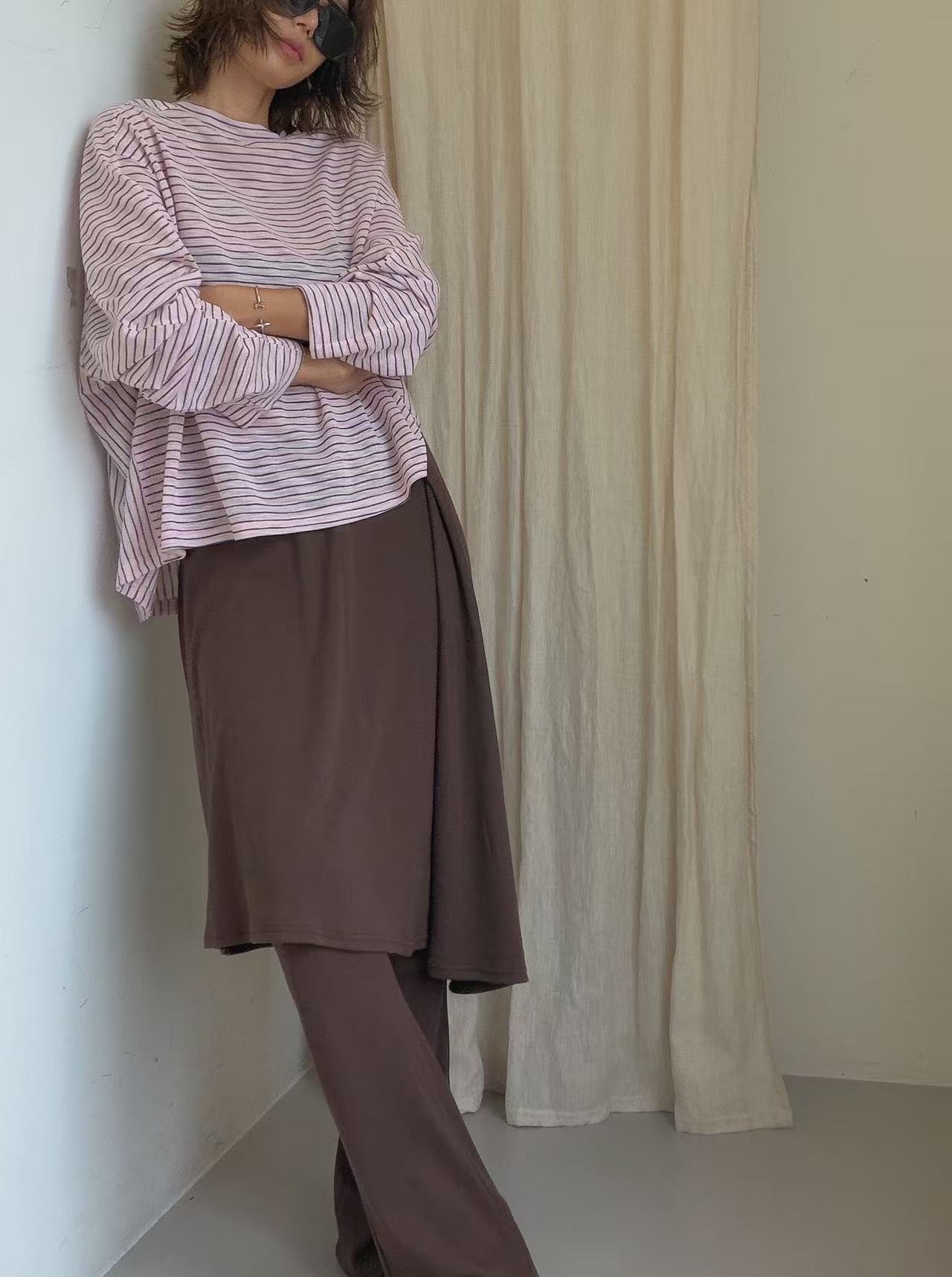 PT28 / LOOSE FIT LONG SLEEVES STRIPE TEE