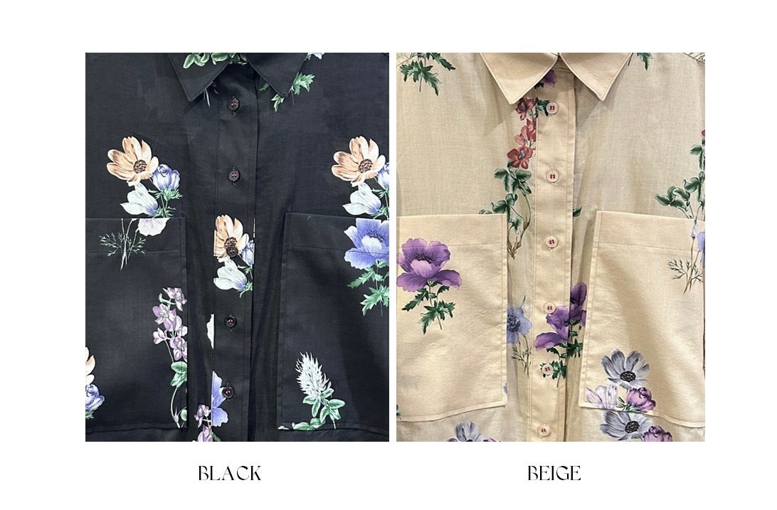 KB14 / Front Pockets Floral Shirt