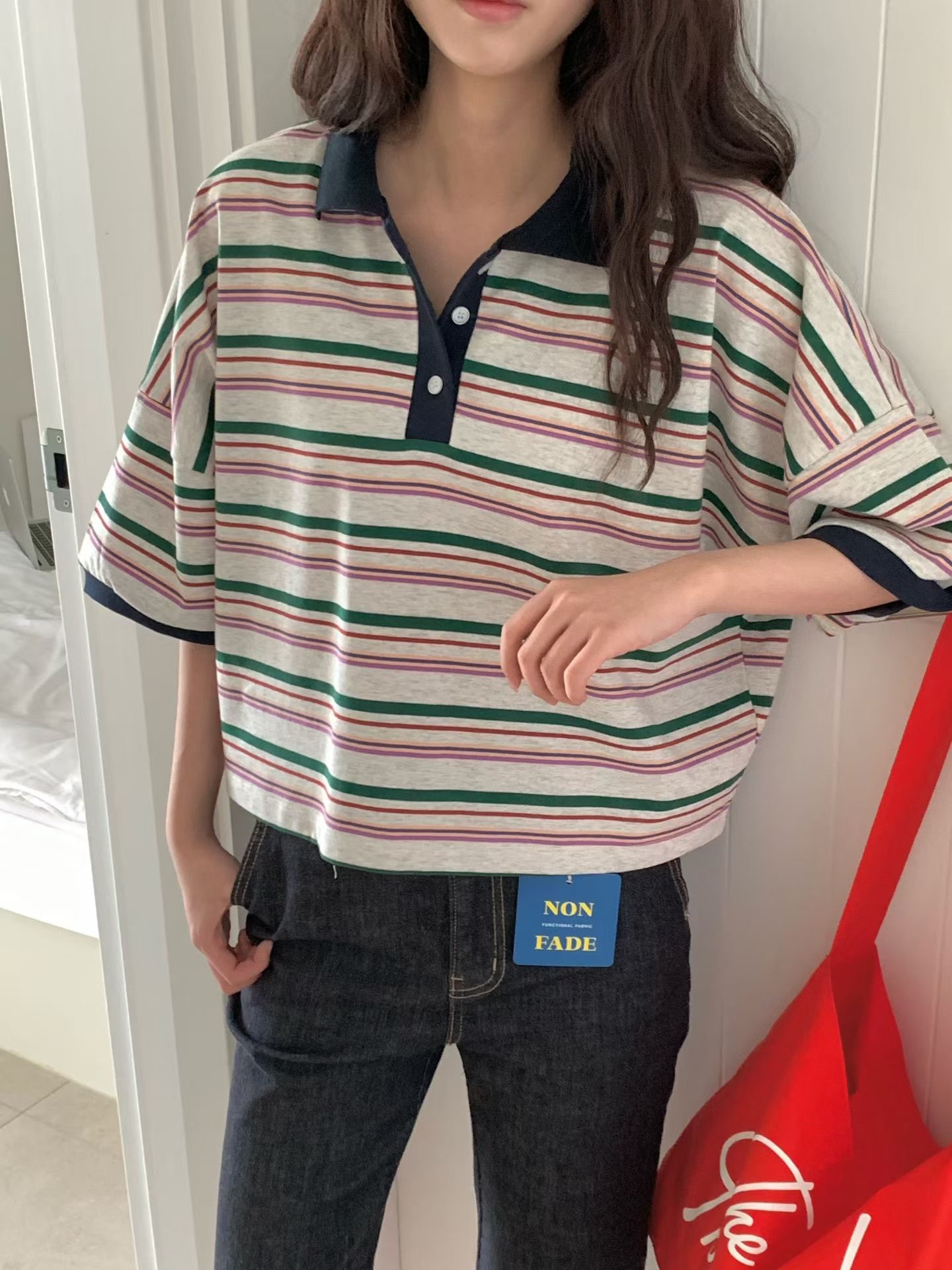 PG39 / DROP SHOULDER STRIPE POLO