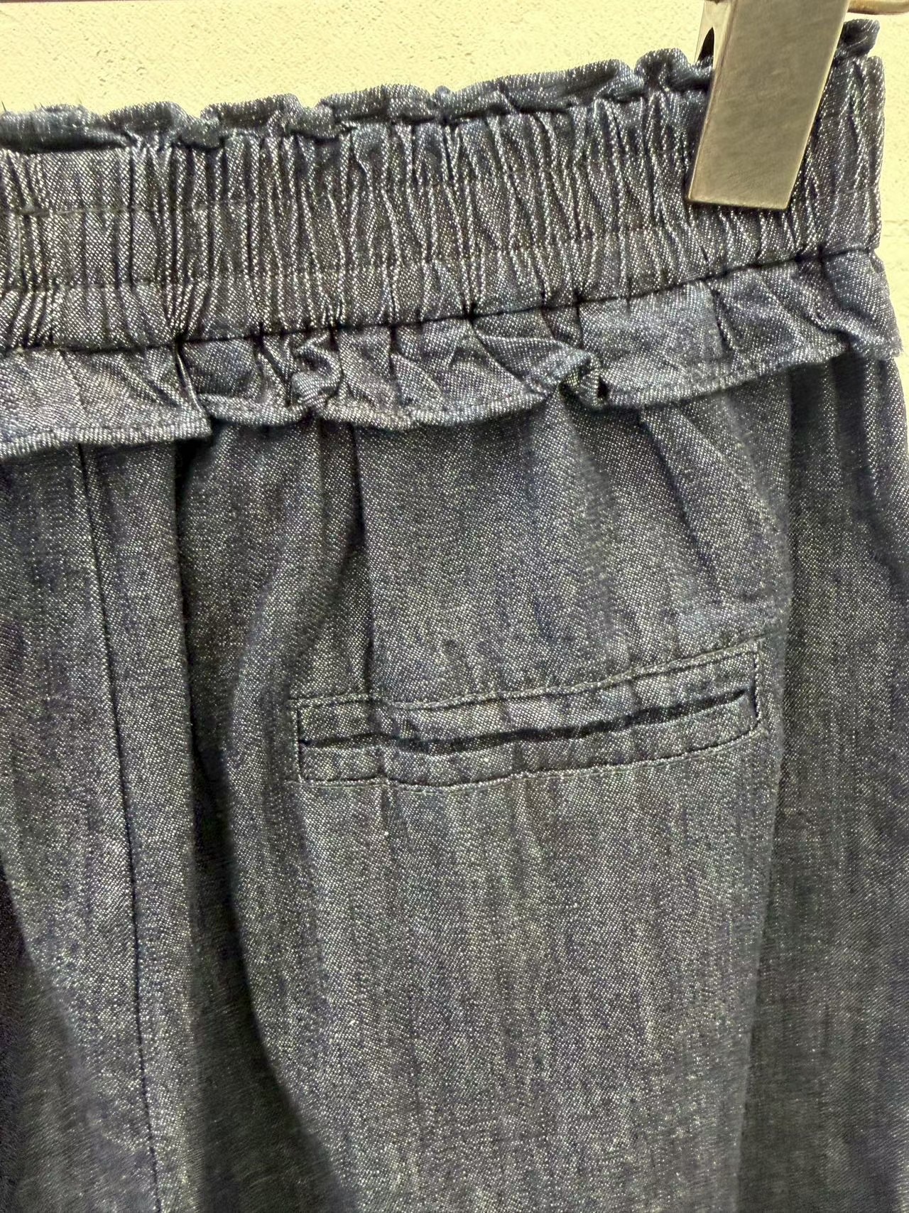 KF45 / ELASTIC FRILLS WAISTBAND DARK DENIM JEANS